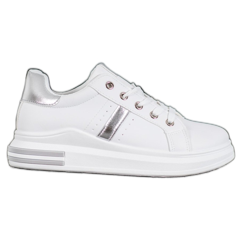 SHELOVET Scarpe sportive con inserti argento bianca