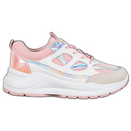SHELOVET Comode Sneakers Con Rete bianca rosa multicolore