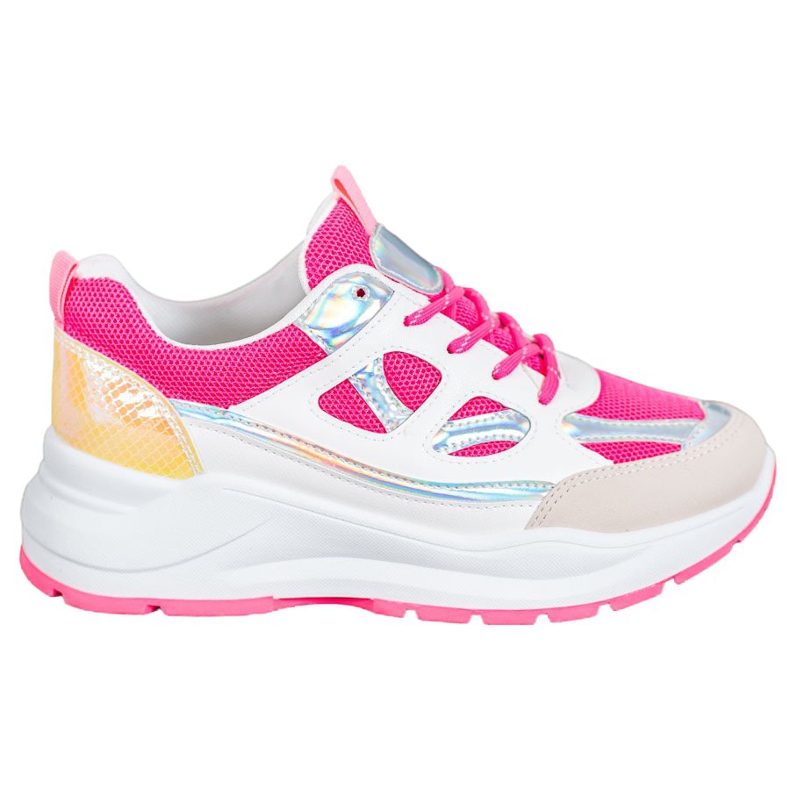 SHELOVET Comode Sneakers Con Rete bianca rosa