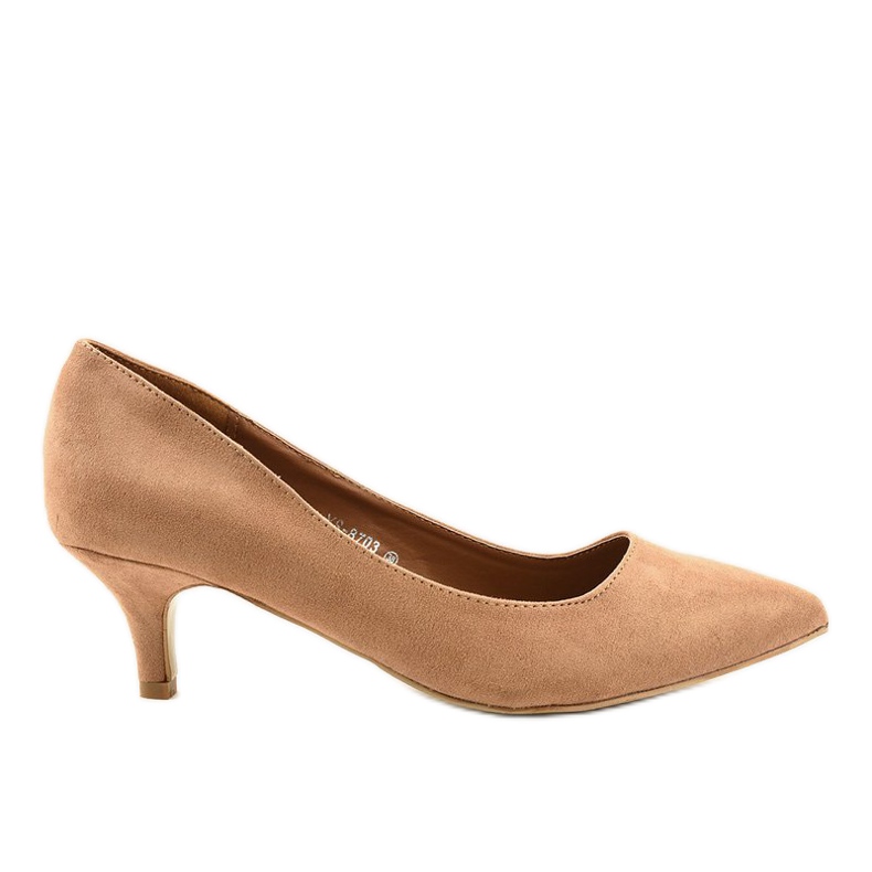 Décolleté marroni sul tacco YS-8703 beige d'oro