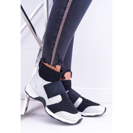 LU BOO Calzino sportivo da donna glitter argento HT9022 nero grigio