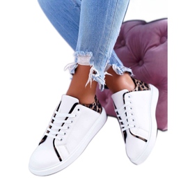 FRJ Sneakers da donna Lumiere bianche con stampa leopardata bianca