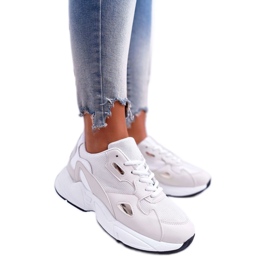 FRJ Scarpe sportive da donna bianche e beige R-02 bianco marrone