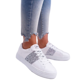FRANA Scarpe sportive da donna bianche con glitter FY221-1 bianca grigio