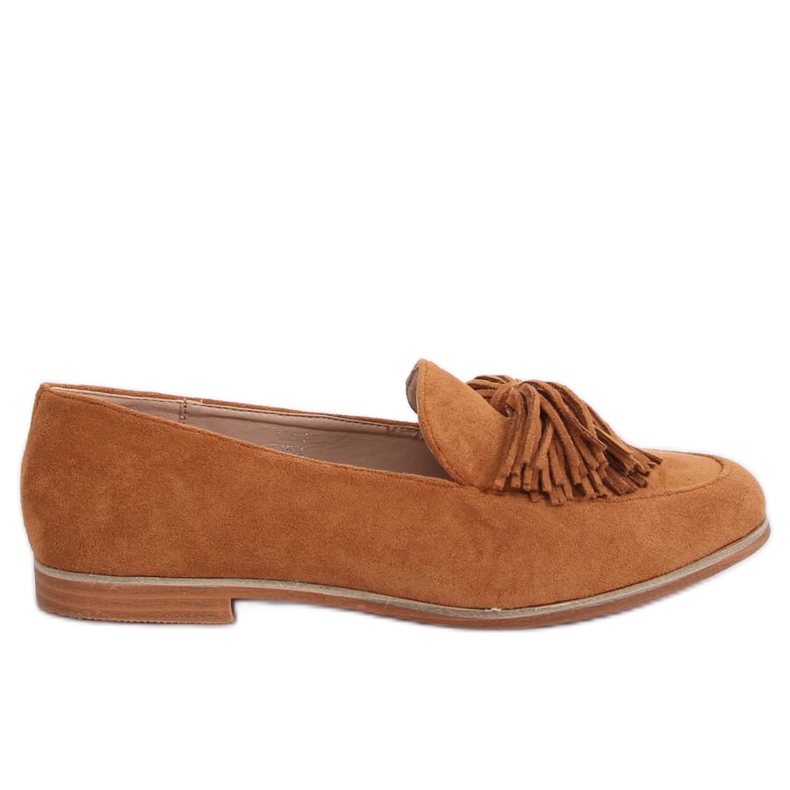 Mocassini da donna con frange cammello T357P Camel marrone