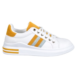SHELOVET Scarpe sportive sulla piattaforma bianca giallo