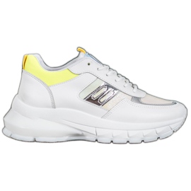 SHELOVET Sneakers alla moda in ecopelle bianca d'argento giallo
