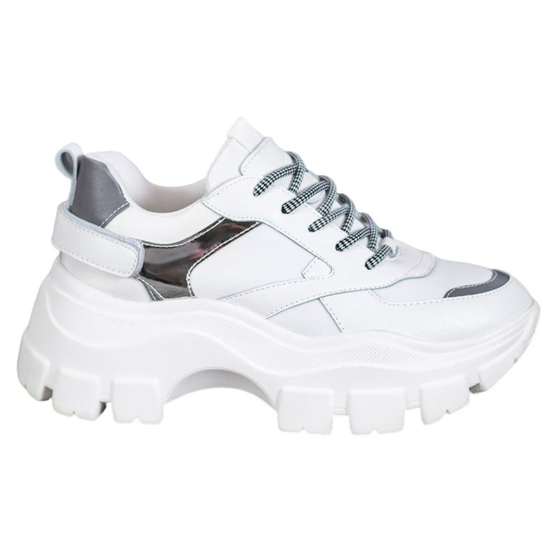 Weide Sneakers bianche sulla piattaforma bianca