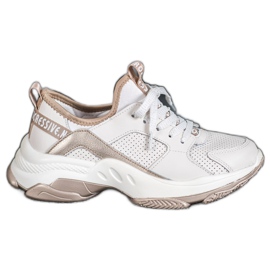 Goodin Sneakers in pelle traforata bianco giallo