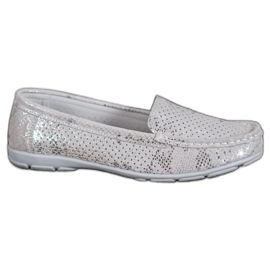 Goodin Mocassini in pelle argento grigio