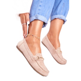 BUGO Scarpe da donna beige con mocassini in camoscio 99-01A