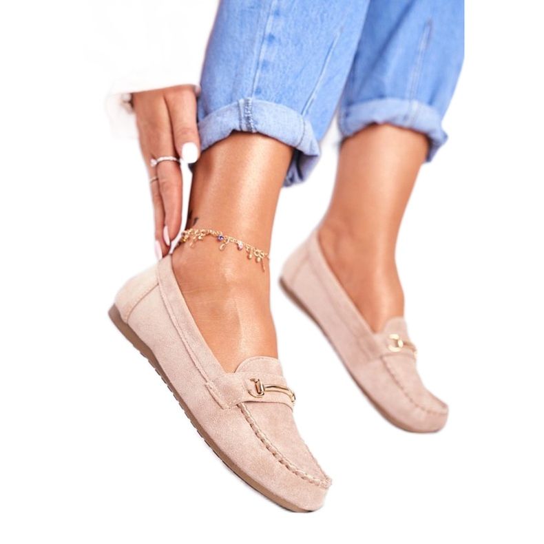 BUGO Scarpe da donna beige con mocassini in camoscio 99-01A