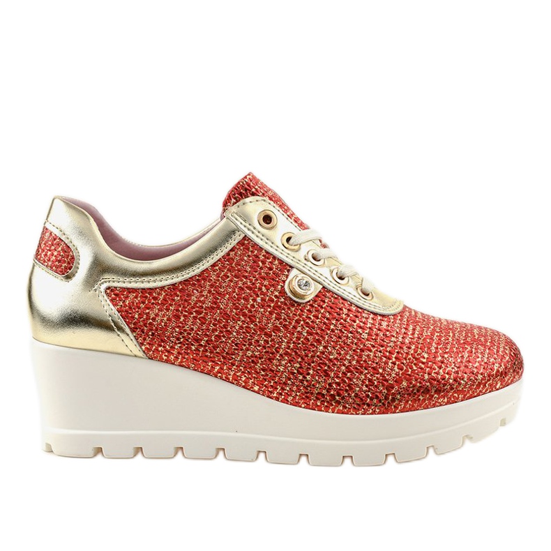 Scarpe da ginnastica rosse con zeppa alla moda JFL663-3 rosso