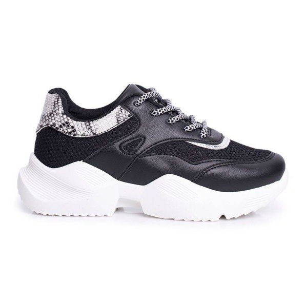 SEA Scarpe sportive da donna in pelle di serpente nera BL192 nero