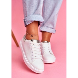 SEA Scarpe sportive bianche con tacco argento LA85 bianco grigio