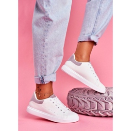 SEA Sneakers bianche LA85 grigie con tacco bianco grigio