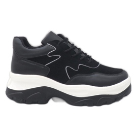 Sneakers nere in ecopelle E3260 nero