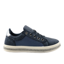 Sneakers blu navy decorate con zirconi 1153-Y