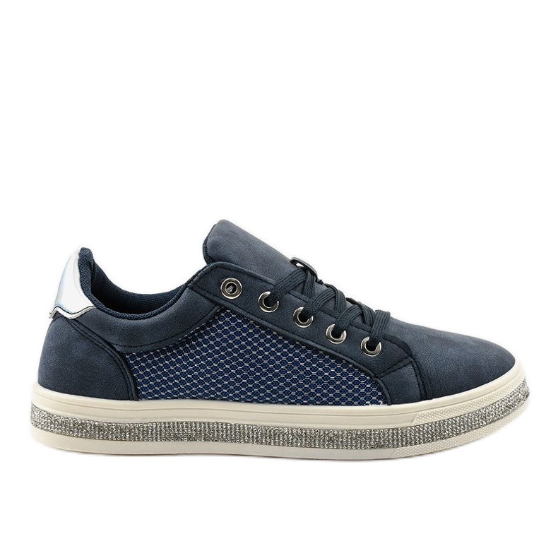 Sneakers blu navy decorate con zirconi 1153-Y