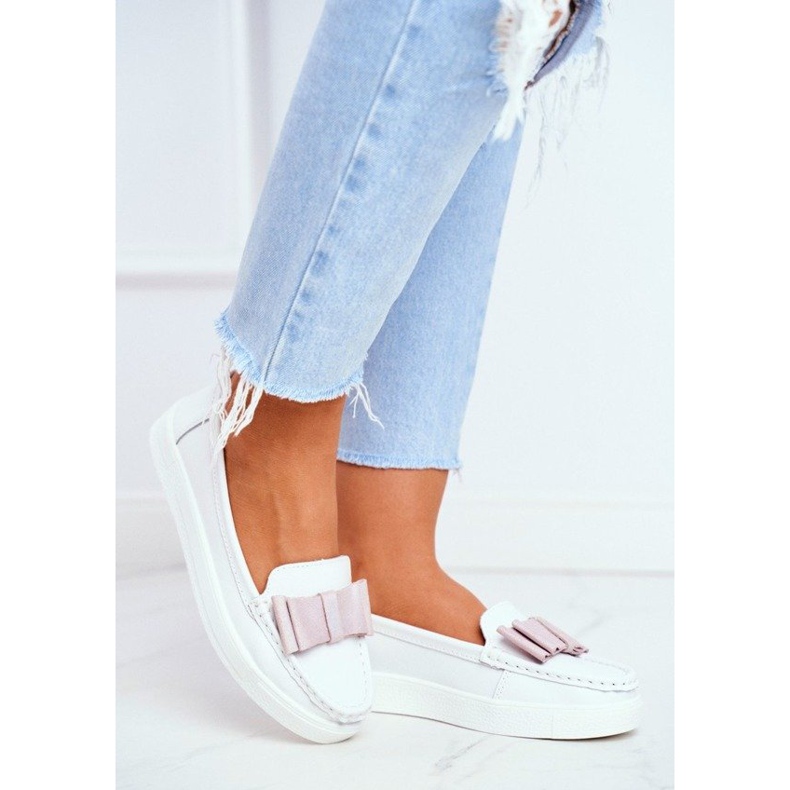 S.Barski Mocassini da donna bianchi e rosa LR92035