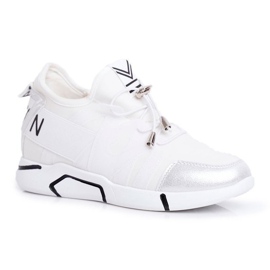 SEA Scarpe sportive da donna bianche con cerniera e coulisse NB358 bianco