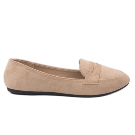 Mocassini ballerine in ecopelle scamosciata beige 3C-20