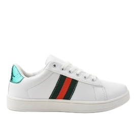Sneakers classiche bianche D1903-313 bianca nero rosso verde