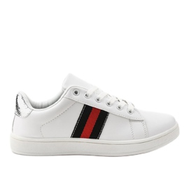 Sneakers classiche bianche D1903-319 bianca nero rosso