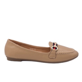 Mocassini kaki ballerine ecopelle 9F177 beige