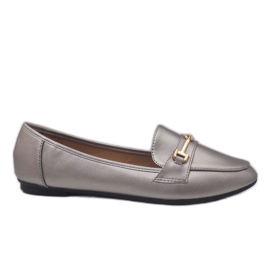 Mocassini ballerina in ecopelle argento 9F176 grigio