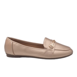 Mocassini ballerina in pelle dorata 9F176 d'oro