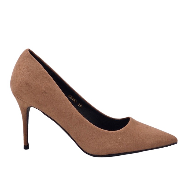 Classiche scarpe con tacco in camoscio X8053 beige