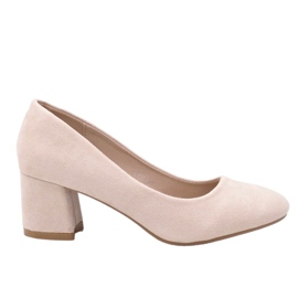Décolleté beige su palo in ecopelle scamosciata JF619