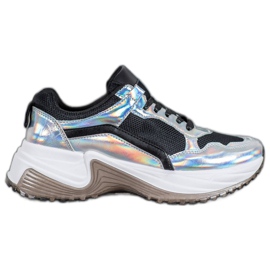 SHELOVET Sneakers Alla Moda Con Effetto Holo nero d'argento