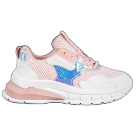 SHELOVET Sneakers Con Rete bianca rosa