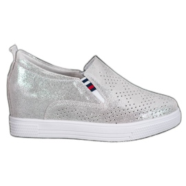Filippo Scarpe con zeppa in pelle grigio
