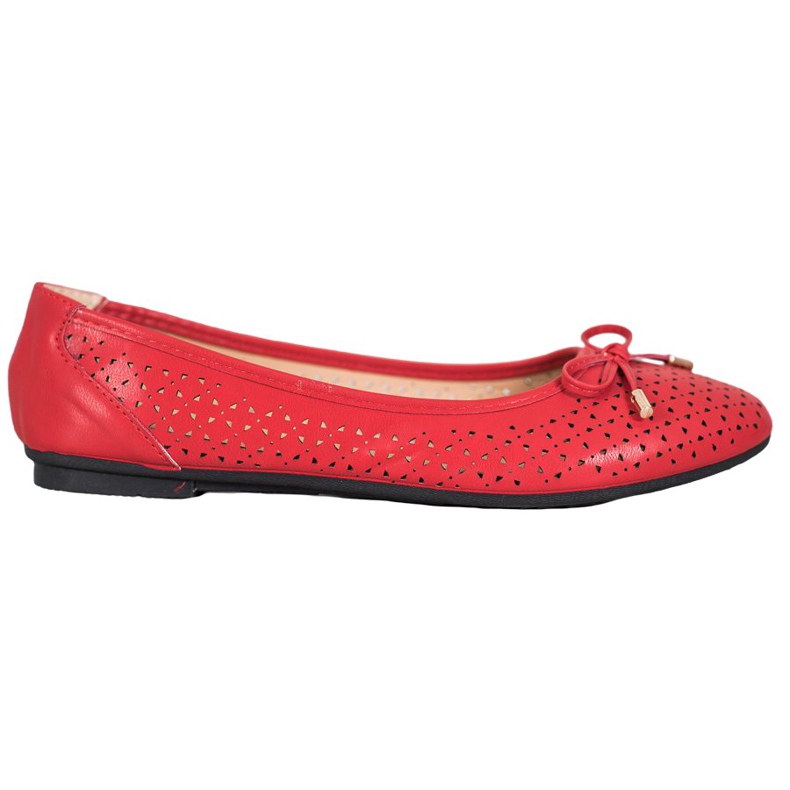 SHELOVET Ballerina Traforata Con Ecopelle rosso