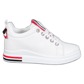 Weide Sneakers Con Zeppa Nascosta bianco nero rosso