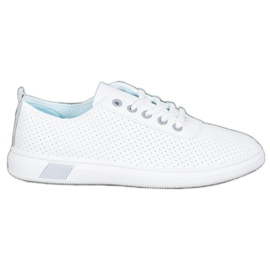 SHELOVET Sneakers Traforate Con Ecopelle bianco grigio