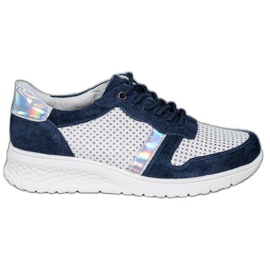 Filippo Scarpe in pelle con effetto holo bianco blu navy grigio