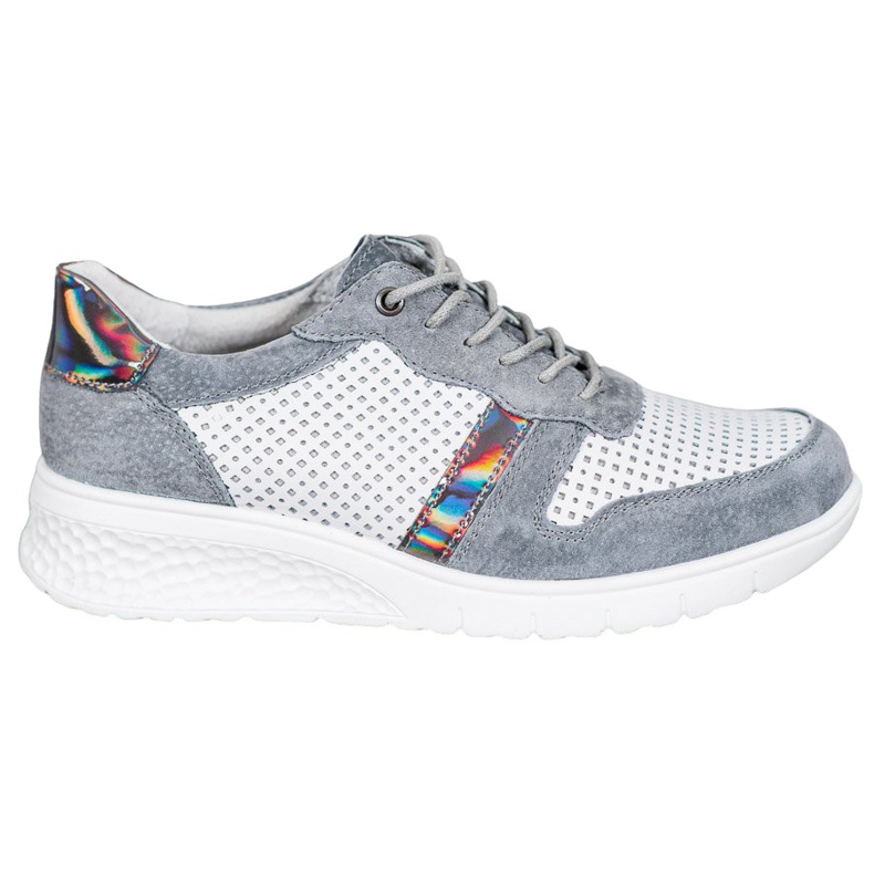 Filippo Scarpe in pelle con effetto holo bianca grigio
