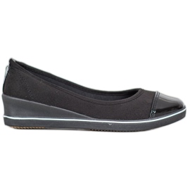 McKey Ballerine in pelle scamosciata su zeppa nero