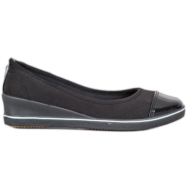 McKey Ballerine in pelle scamosciata su zeppa nero