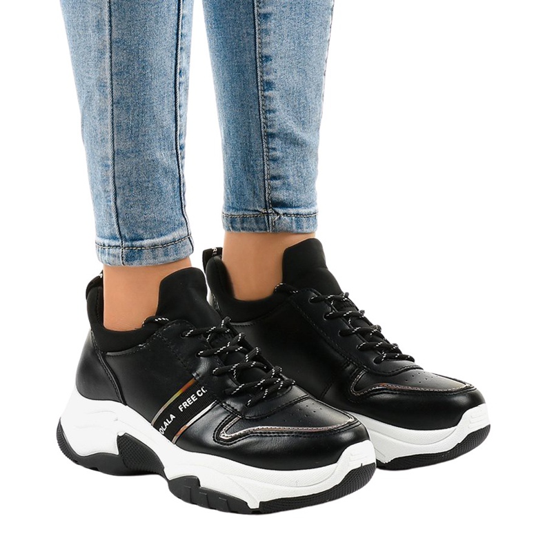 Sneakers alla moda in ecopelle B0-189 nero