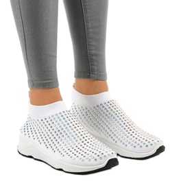 Scarpe sportive bianche con zirconi LG27 bianca