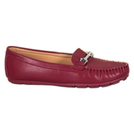 Fama Mocassini Con Cubic Zirconia rosso