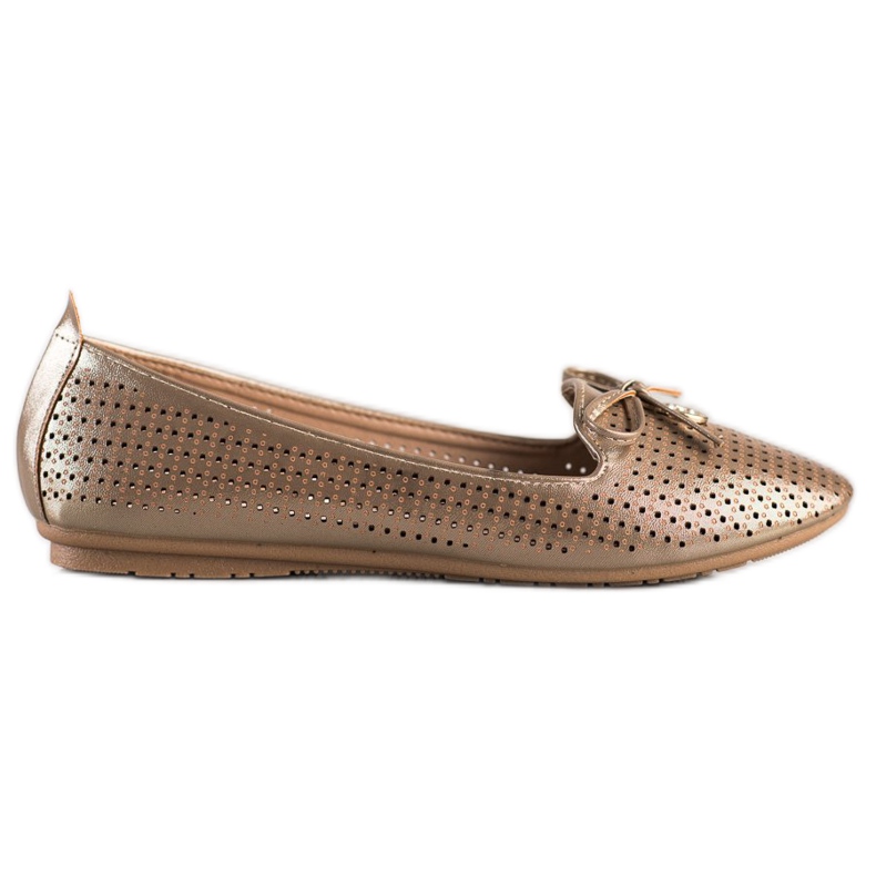 Ballerine traforate con fiocco VINCEZA beige d'oro