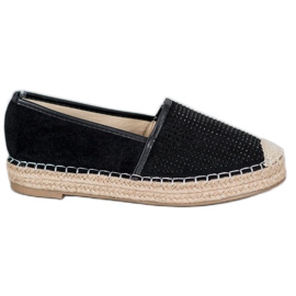 Best Shoes Espadrillas Nere Con Cristalli nero giallo