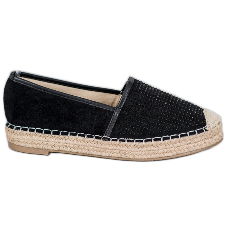 Best Shoes Espadrillas Nere Con Cristalli nero giallo