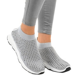 Scarpe sportive grigie con zirconi LG27 grigio